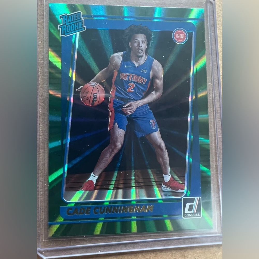 Cade Cunningham 2021-22 Donruss Rated Rookie Green Holo Laser RC #211